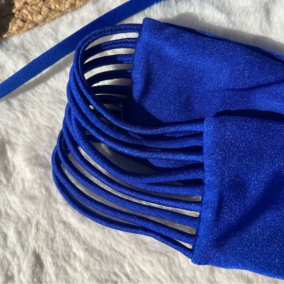 Luli Fama Electric Blue Hot Tropics Triangle Top and Bootylicious Bottom XL/L - Picture 9 of 14